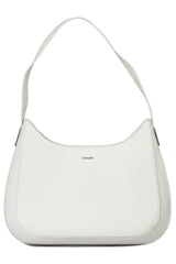 Chic White Shoulder Bag with Contrasting Details