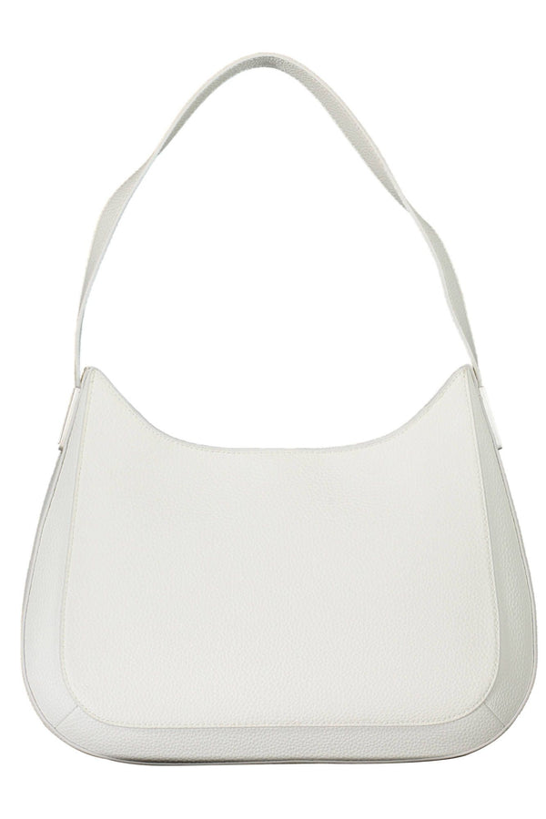 Chic White Shoulder Bag with Contrasting Details