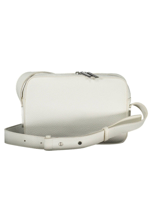 Elegant White Shoulder Bag with Logo Detail