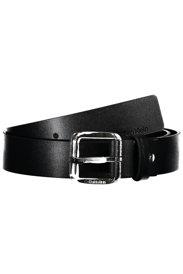 Sleek Black Leather Belt with Metal Buckle