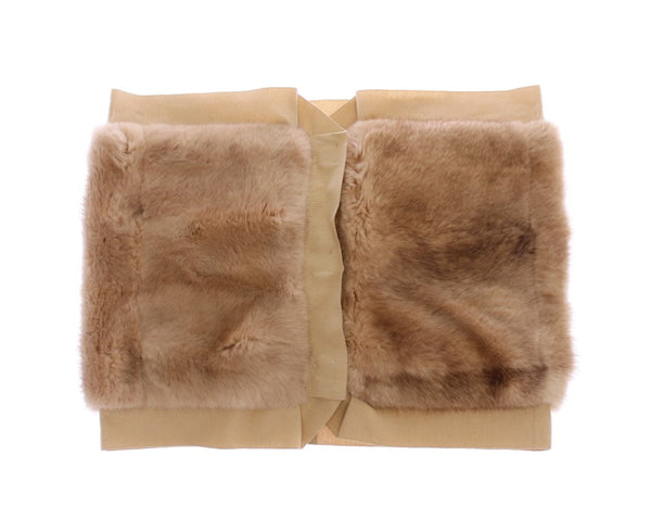 Emballage de la fourrure de vison beige exclusive enveloppant