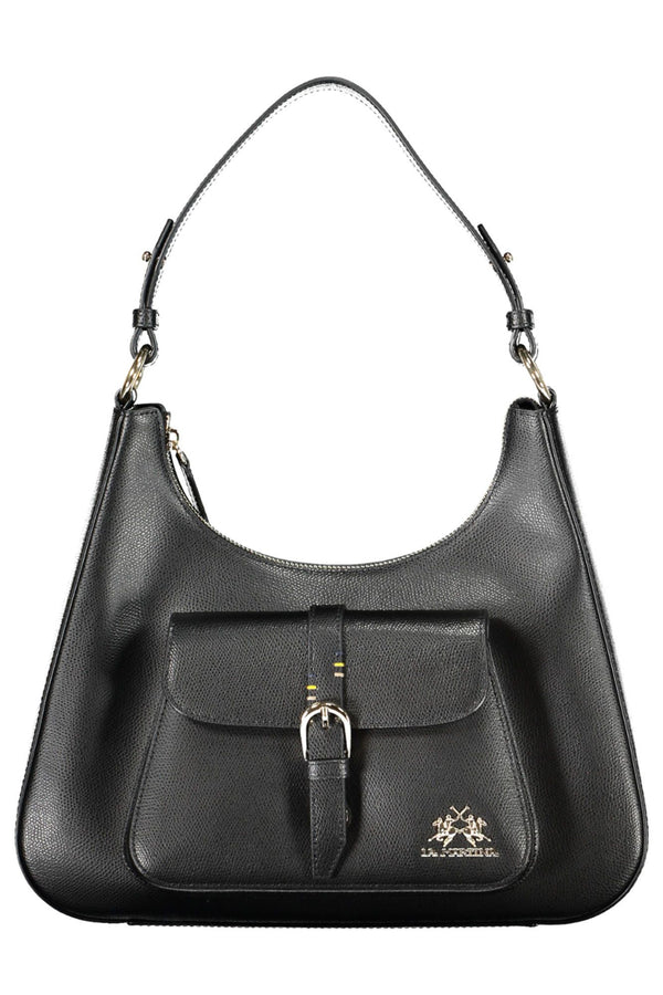 Elegante bolso de hombro de cuero negro