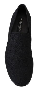 Κομψό Jacquard Black Loafers Slide σε διαμερίσματα