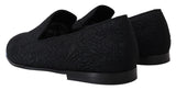 Κομψό Jacquard Black Loafers Slide σε διαμερίσματα