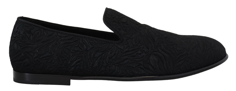 Κομψό Jacquard Black Loafers Slide σε διαμερίσματα