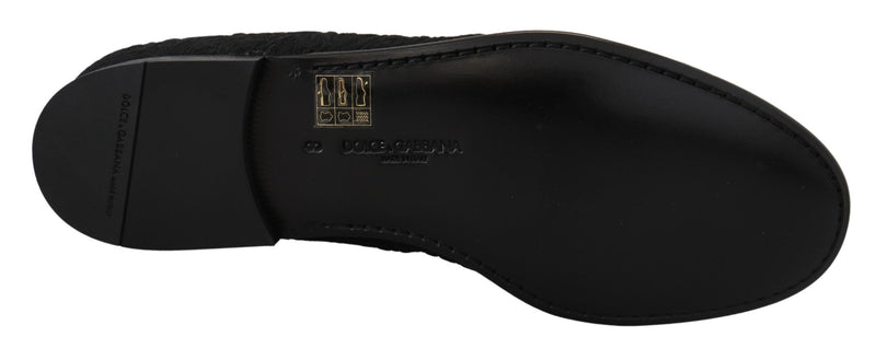 Κομψό Jacquard Black Loafers Slide σε διαμερίσματα