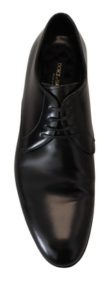 Elegante schwarze Leder -Derby -Schuhe