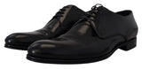 Elegante schwarze Leder -Derby -Schuhe