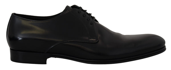 Elegante schwarze Leder -Derby -Schuhe