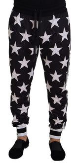 Pantalones de chándal casuales con estampado de estrellas con detalle del logotipo