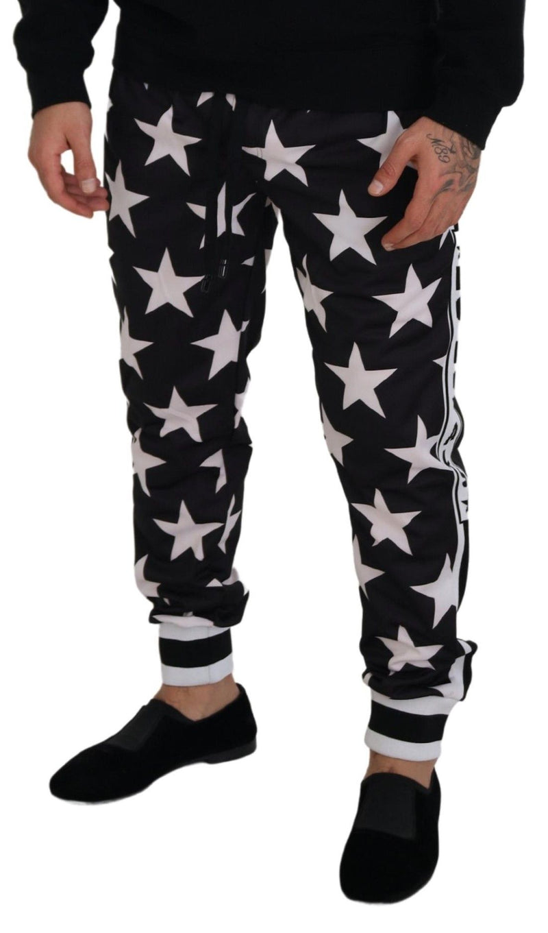 Pantalones de chándal casuales con estampado de estrellas con detalle del logotipo