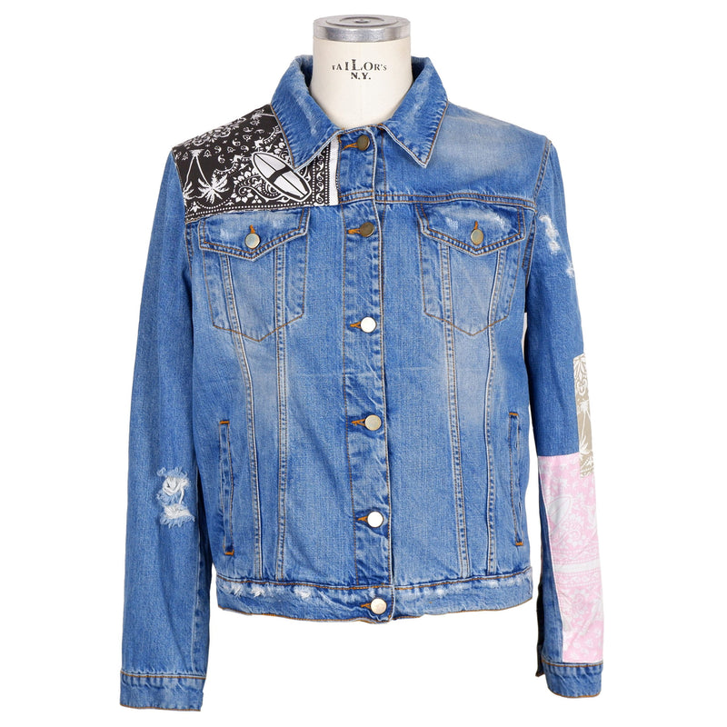 Abstrakte Denim -Eleganz -Herrenjacke