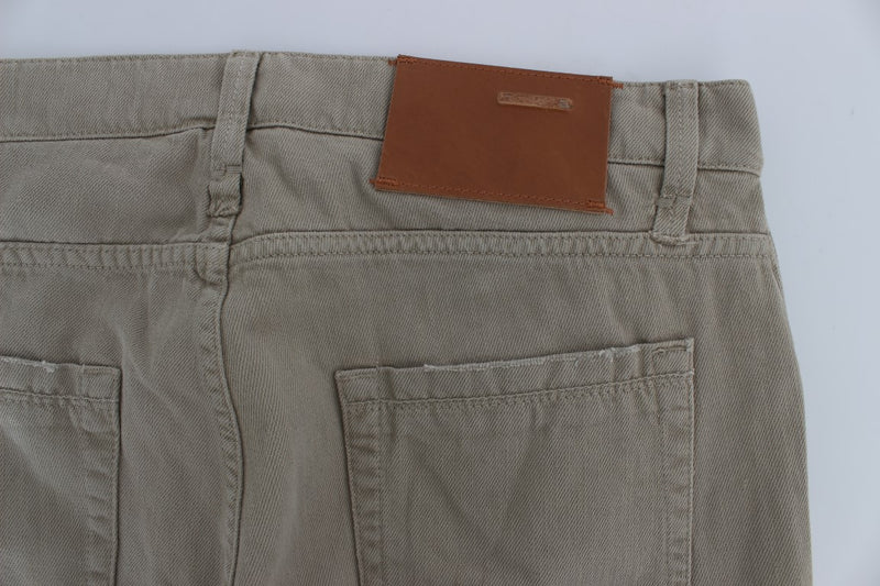 Beige gerade fit Baumwolljeans für Männer