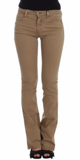 Jeans de moda de piernas rectas chic beige