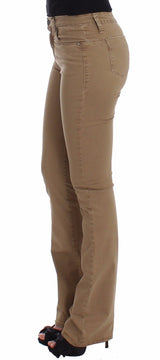 Jeans de moda de piernas rectas chic beige