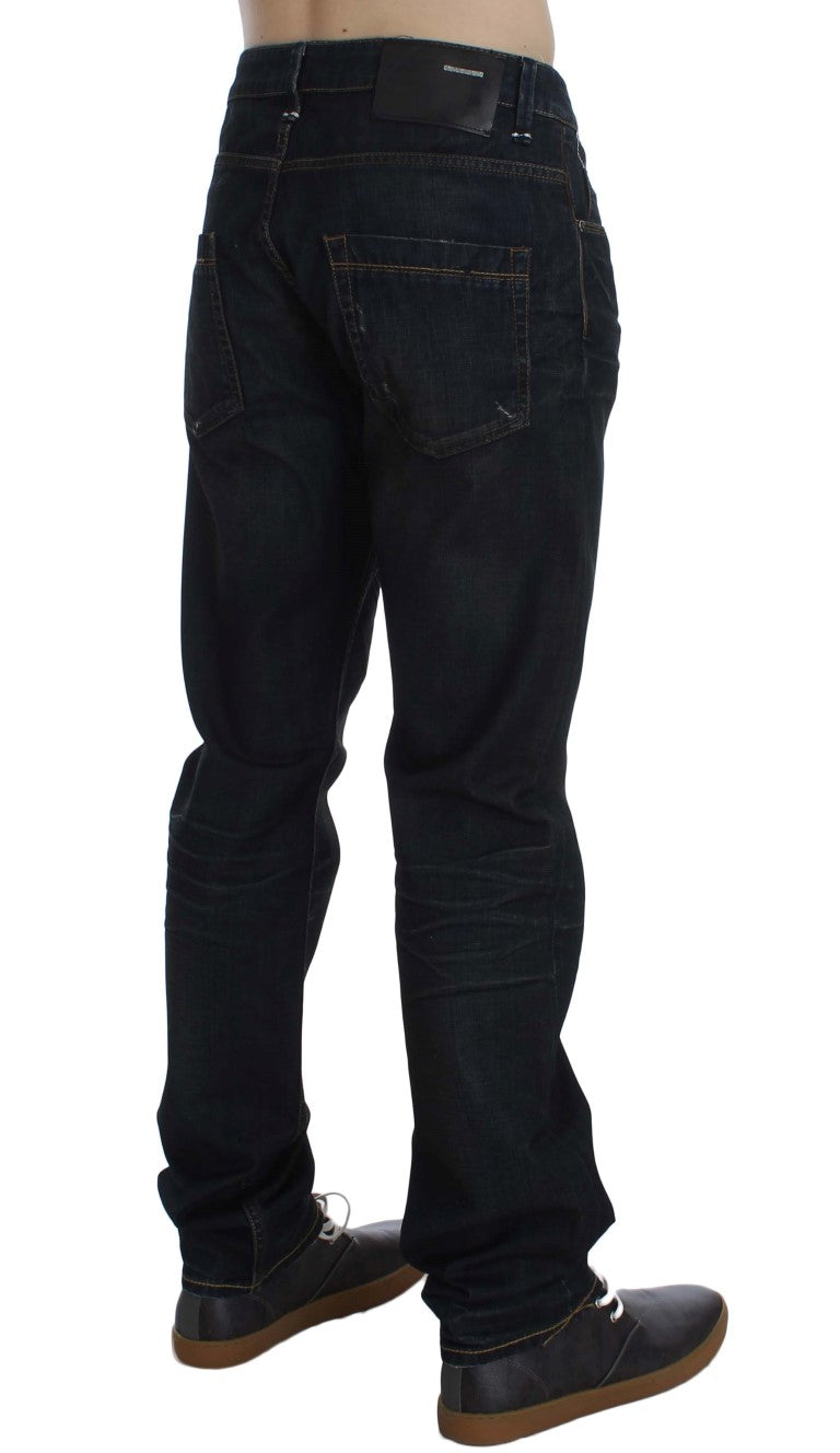 Elegante gerade fit dunkle blaue Jeans