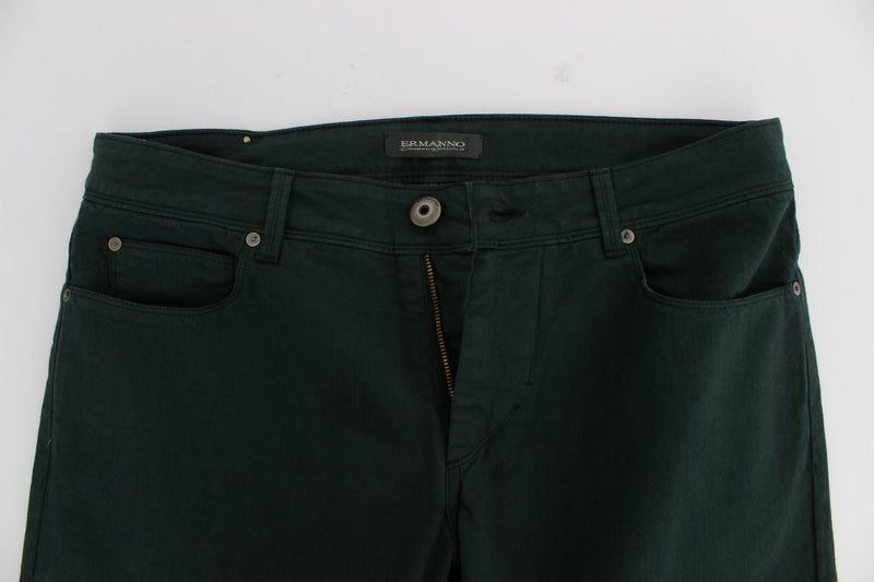 Jeans de corte recto verde elegante