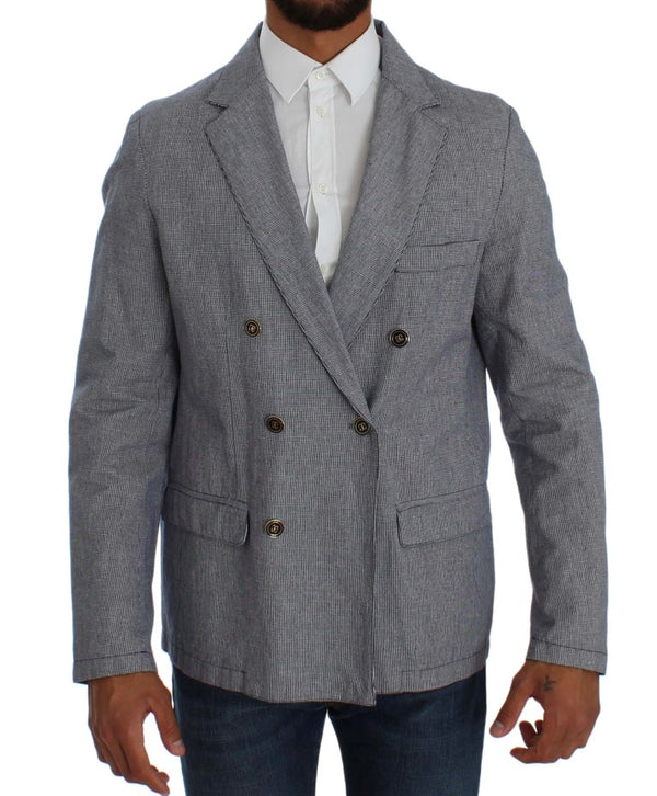 Eleganter zweireihiger blauer Blazer