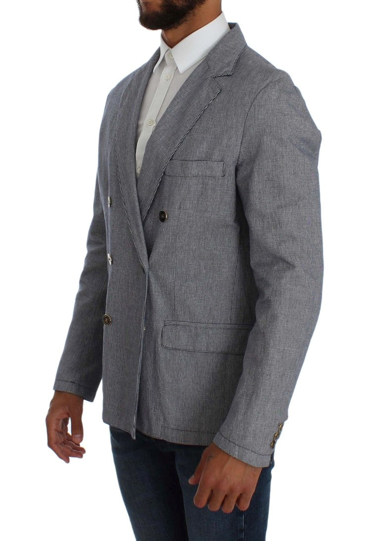 Eleganter zweireihiger blauer Blazer