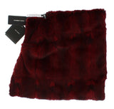 Luxurious Bordeaux Fur Hooded Scarf Wrap