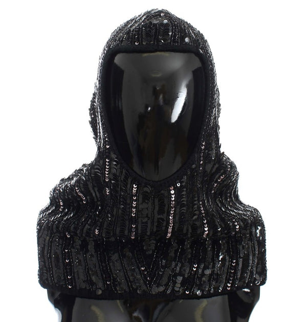 Emballage à capuche à paillettes à paillettes noires élégantes