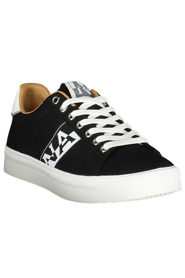 Black Lace-Up Sneakers with Contrasting Accents