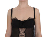 Elegante encaje floral de seda Babydoll Chemise