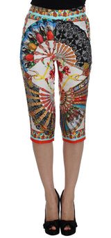 Pantalones multicolor de seda capri de seda