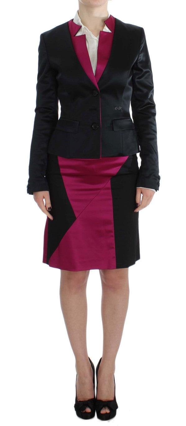 Ensemble de costume de jupe noir et rose chic