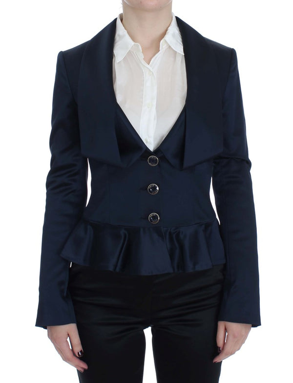 Elegante chaqueta de blazer azul con estilo de diseñador