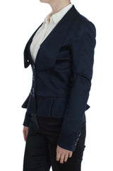 Elegante giacca blazer blu con stile designer