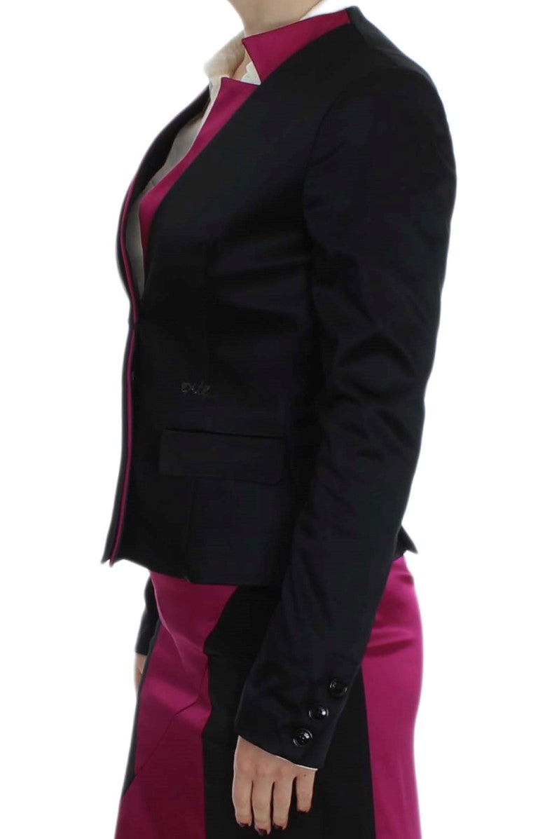 Blazer chic nero e rosa singolo