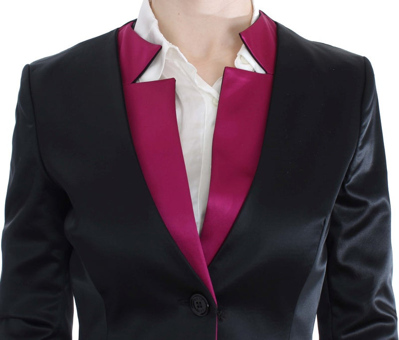 Blazer chic nero e rosa singolo