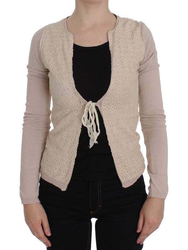 Élégant pull enveloppe rose en tricot en coton