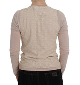 Eleganter rosa Wickelpullover -Baumwollstrick