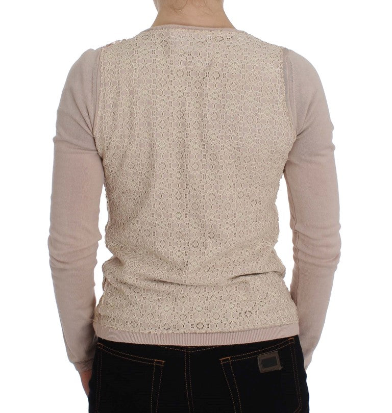 Eleganter rosa Wickelpullover -Baumwollstrick