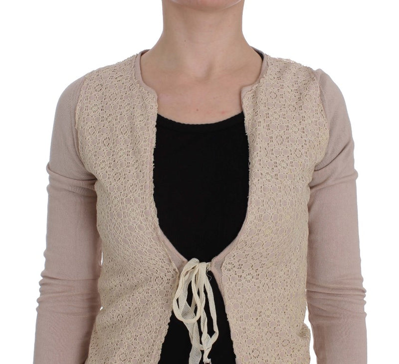 Élégant pull enveloppe rose en tricot en coton