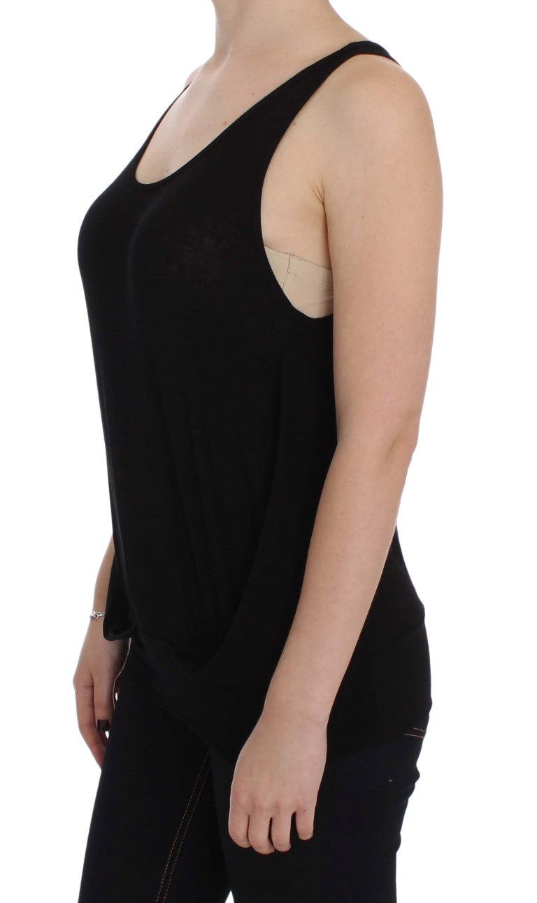 Sleek Black Cami Blouse Tank Toqule