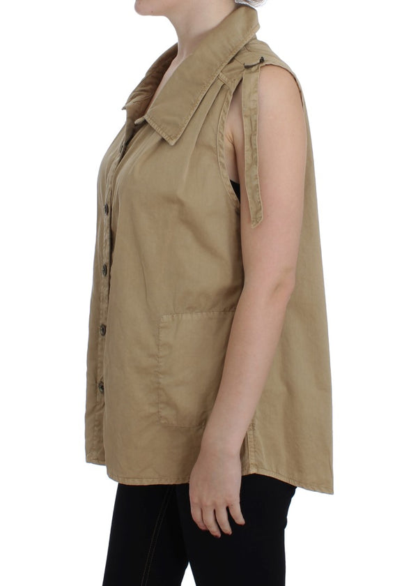 Blusa de algodón sin mangas beige