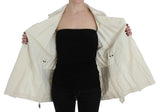 Elegante chaqueta de zanja de envoltura blanca