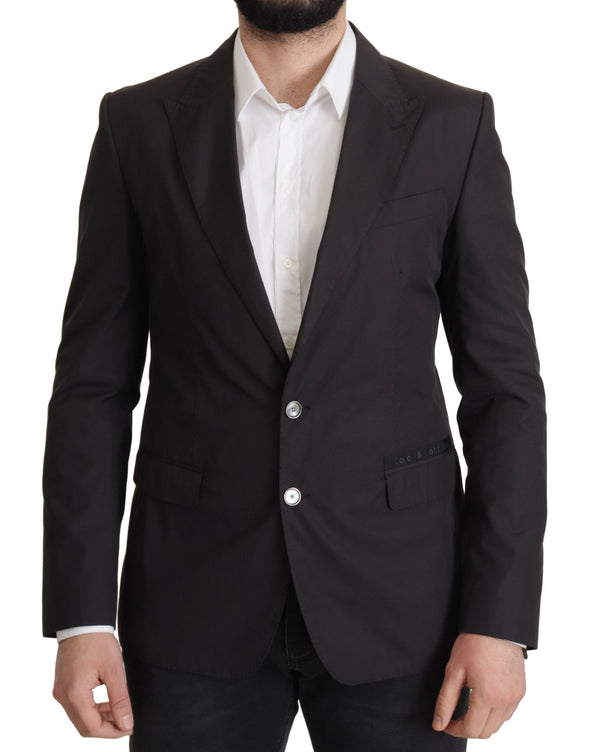 Eleganter Taormina Black Cotton Blazer