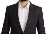 Eleganter Taormina Black Cotton Blazer