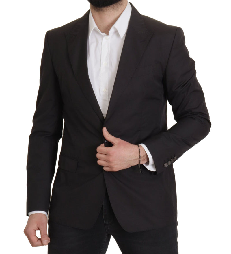 Eleganter Taormina Black Cotton Blazer