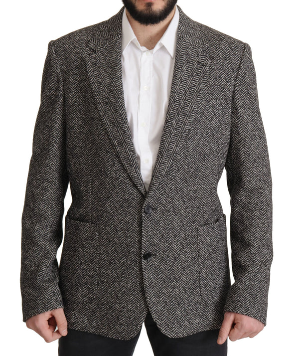 Veste de blazer à chevrons gris exquis