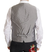 Elegante juego de chaqueta de traje de mezcla de seda gris claro