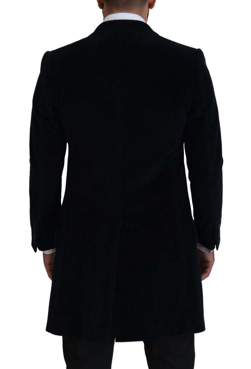 Elegante giacca cardigan lunga in cotone nero