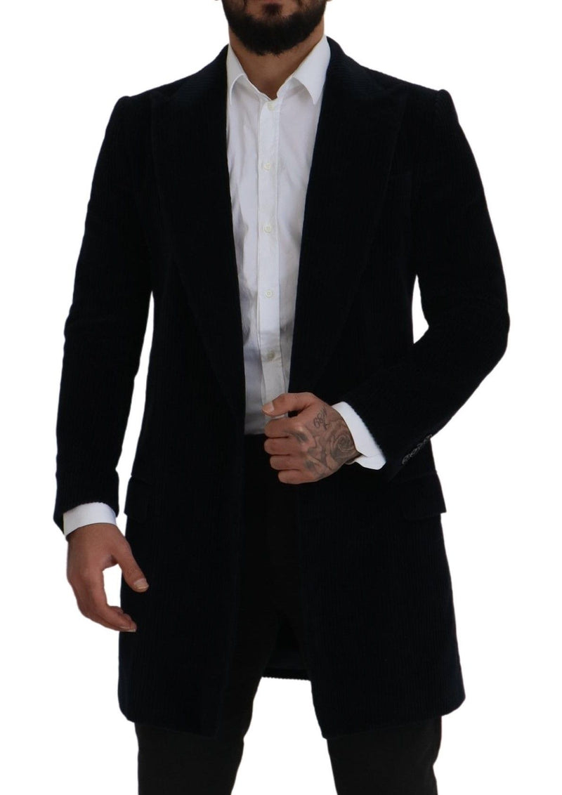 Elegante giacca cardigan lunga in cotone nero