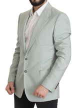 Eleganter mintgrüner Seiden-Cashmere-Blazer