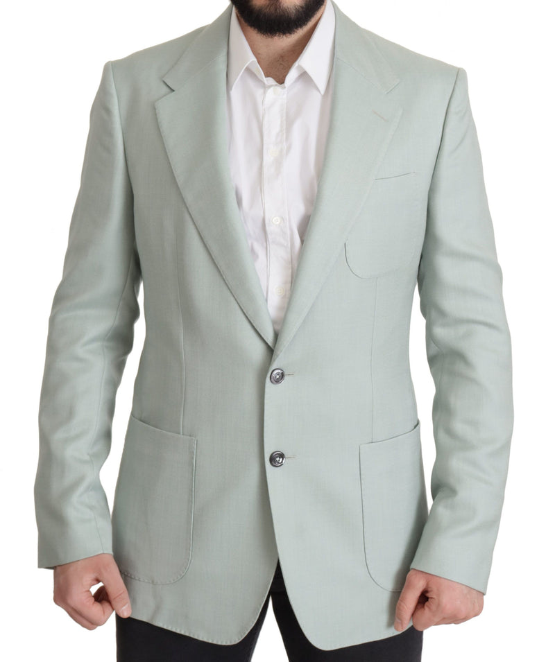 Eleganter mintgrüner Seiden-Cashmere-Blazer