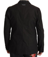 Elegante schwarze Baumwollwolle Blazerjacke